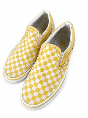 Vans Slip-On Checkerboard Sneakers in Yellow and White